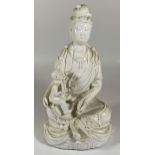A CHINESE BLANC DE CHINE MODEL OF GUANYIN, HEAD A/F, HEIGHT 17CM