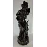 A BELIEVED ALBERT-ERNEST CARRIER-BELLEUSE (1824-1887) LARGE BRONZE MODEL OF A LADY HOLDING TWO