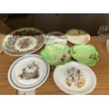 A GROUP OF CERAMICS TO INCLUDE CARLTON WARE LEAF DISHES ETC