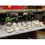 A LARGE COLLECTION OF TEA WARES, CUPS AND SAUCERS, SHERIDEN, ELIZABETHAN ETC
