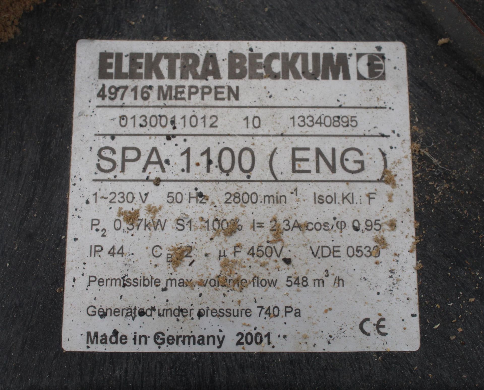 ELEKTRA BECKUM SPA 1100 DUST COLLECTOR NO VAT - Image 3 of 3