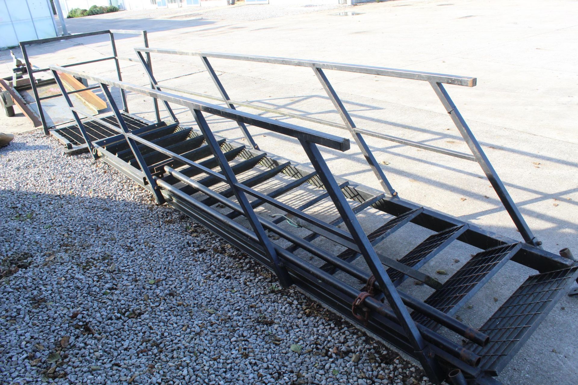 A VERY GOOD SET OF STEEL STAIRS WITH HANDRAILS, LANDING AND LEGS NO VAT - Image 2 of 3