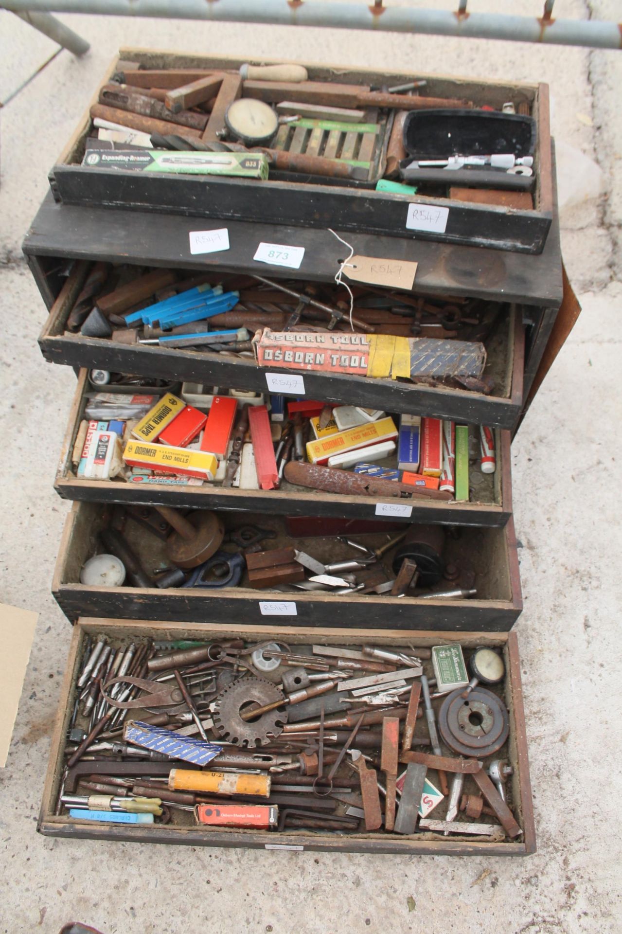 TOOL CHEST, DYES, LATHE, CUTTERS, MICROMETER NO VAT