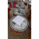 3 GREY METAL 16 LTR DRUMS AND OUTDOOR PAINT NO VAT
