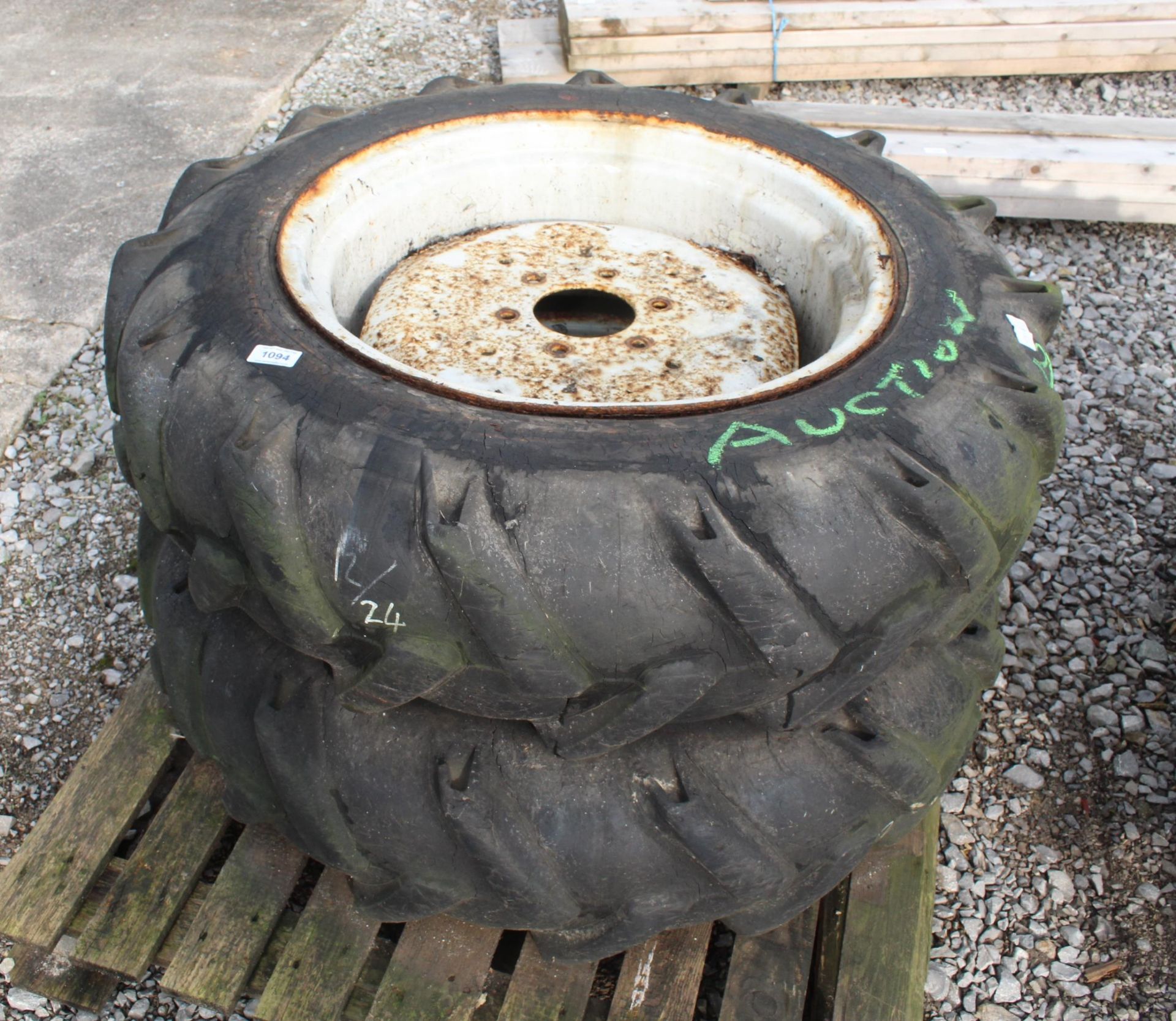 2 WHEELS AND TYRES 11.2-24 + VAT