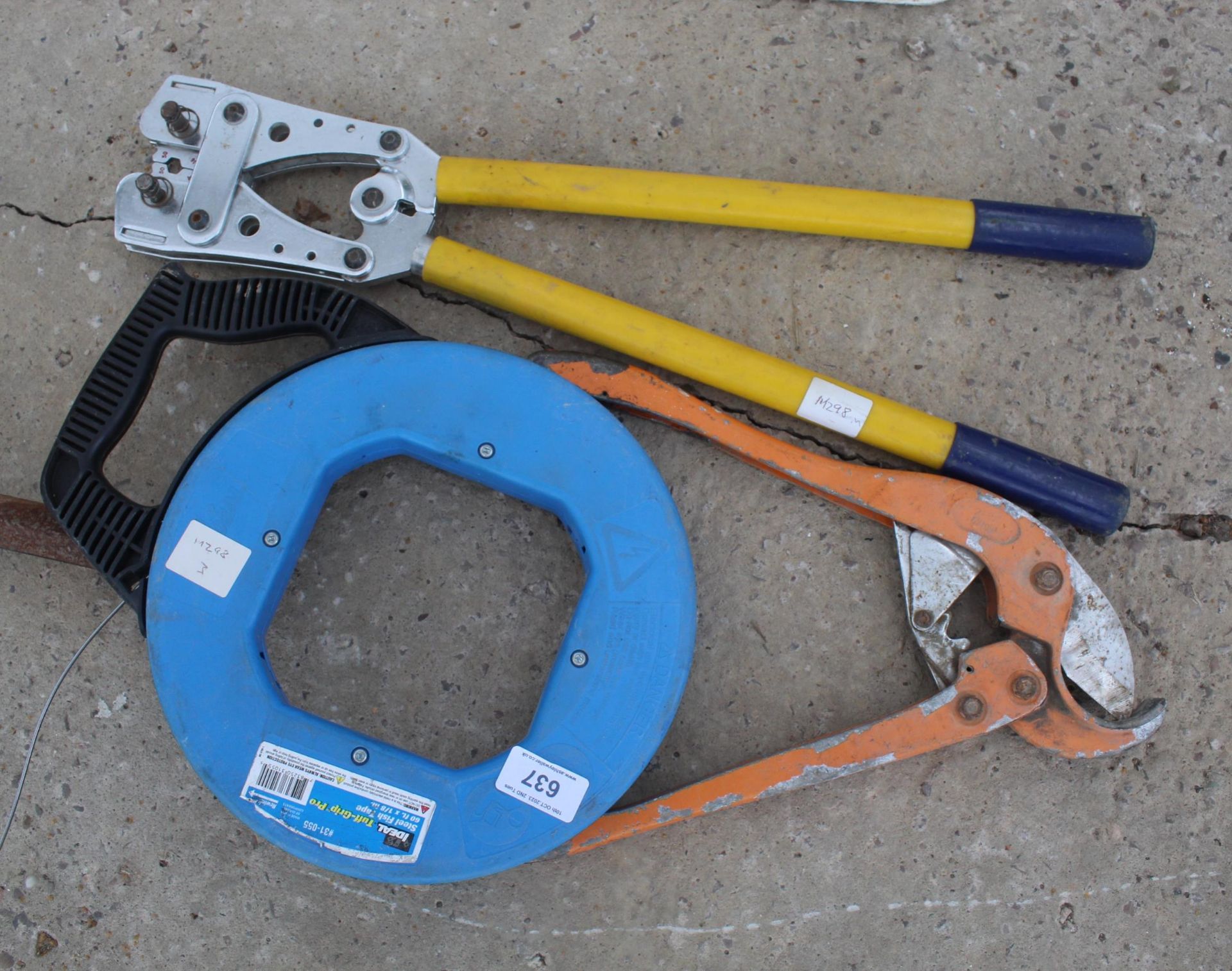 BOLT CUTTERS, CRIMPS AND STEEL FISH TAPE NO VAT