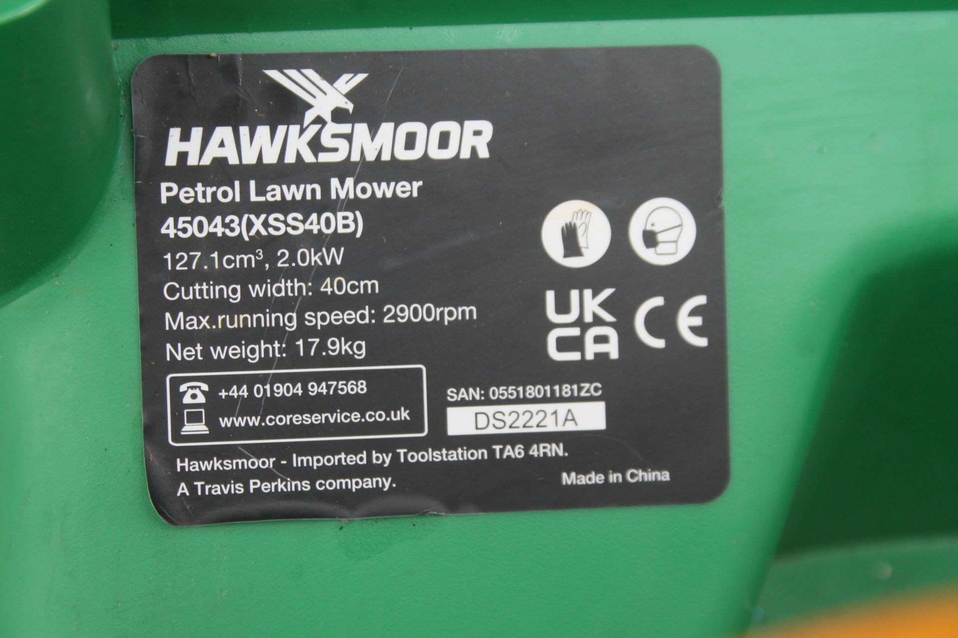 HAWKSMOOR PETROL LAWN MOWER 40CM CUTTING WIDTH NO VAT - Image 3 of 3