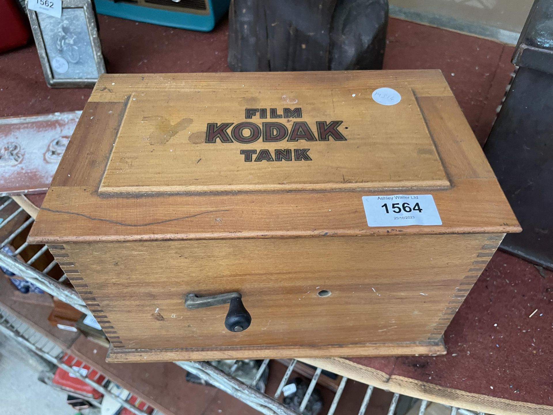 TWO METAL HOSPITAL BOXES AND A WOODEN KODAK FILM TANK - Image 3 of 6