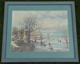 A STEVEN SCHOLES (BRITISH, B.1952) OIL PAINTING OF A WINTER SCENE, FRAMED, 55 X 65CM