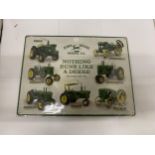 A JOHN DEERE TRACTOR METAL SIGN, 39CM X 30CM