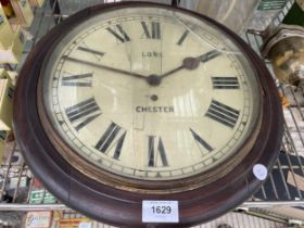 A VINTAGE MAHOGANY LOWE OF CHESTER WALL CLOCK