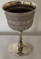 AN ELIZABETH II 1974 HALLMARKED BIRMINGHAM GOBLET CUP, MAKER J.C LTD, GROSS WEIGHT 266 GRAMS