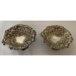 A PAIR OF VICTORIAN 1895 HALLMARKED LONDON SILVER PIERCED BON BON DISHES, MAKER HORACE WOODWARD & CO