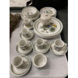 A COLLECTION OF PORTMEIRION BOTANIC GARDENS ITEMS, CUPS AND SAUCERS, DINNER PLATES ETC