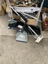A LARGE QUANTITY OF DUST PANS AND BRUSHES ETC