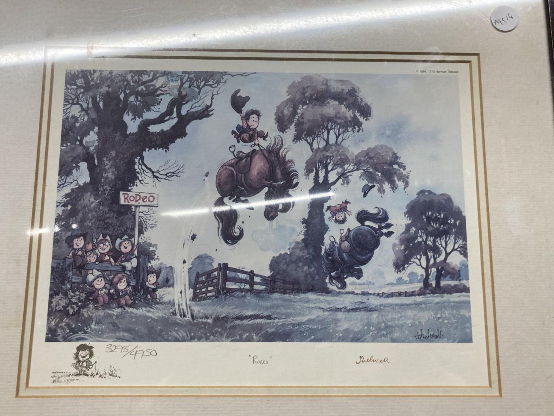FOUR SIGNED LIMITED EDITION PRINTS BY THELWELL TO INCLUDE "WILLOWBROOK RIDING SCHOOL" "RODEO" " - Bild 4 aus 7