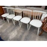 A SET OF FIVE WHITE PAINTED ERCOL STYLE CHAIRS