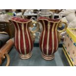 A PAIR OF RED AND GILT DESIGN WADE EMPRESS PATTERN JUGS