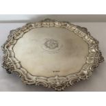 AN EDWARD VII 1909 HALLMARKED SHEFFIELD SILVER SALVER / CARD TRAY, MAKER FENTON BROTHERS LTD, 31 X