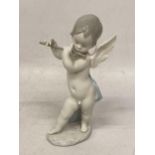 A LLADRO CHERUB FIGURE PLAYING THE FLUTE