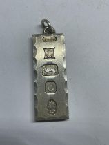 A HALLMARKED BIRMINGHAM SILVER INGOT WEIGHT 30 GRAMS