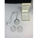 A SILVER NECKLACE AND EARRING SET, BOXED