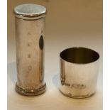 TWO SILVER ITEMS - AN ELIZABETH II 2004 DICE HOLDER AND A LONDON HALLMARKED SILVER 1978 CUP,
