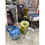 AN ASSORTMENT OF GLASS AND CERAMIC VASES