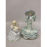 TWO LIMITED EDITION COALPORT FIGURES GOOSE GIRL AND LADY ASCOT