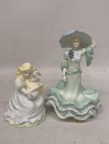 TWO LIMITED EDITION COALPORT FIGURES GOOSE GIRL AND LADY ASCOT