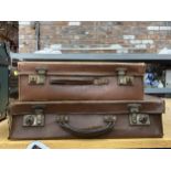 TWO VINTAGE LEATHER EFFECT BRIEFCASES