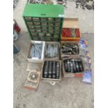 A LARGE ASSORTMENT OF HARDWARE TO INCLUDE SCREWS AND BOLTS ETC