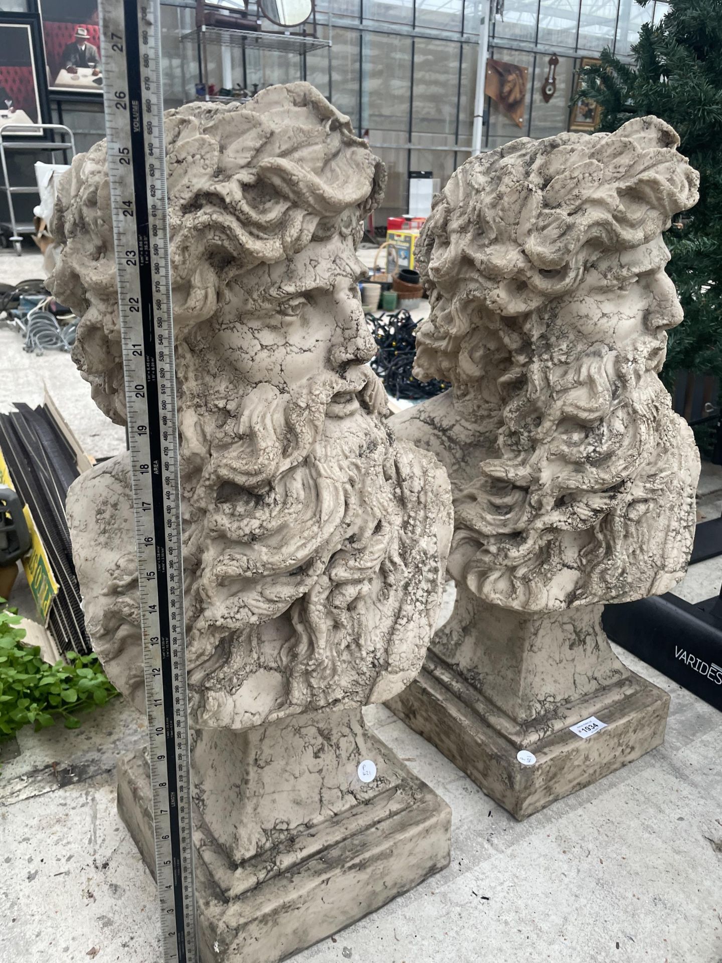A PAIR OF DECORATIVE RESIN GREEK GOD BUSTS - Image 2 of 3