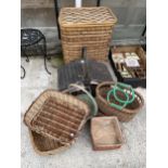 AN ASSORTMENT OF VARIOUS WICKER BASKETS