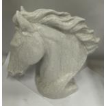 A CRACKLE GLAZE DESIGN WHITE CERAMIC HORSE HEAD BUST