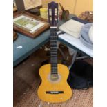 AN ENCORE ACOUSTIC GUITAR WITH CASE