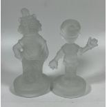 TWO VINTAGE WALT DISNEY PRODUCTIONS FROSTED GLASS FIGURES - PINOCCHIO ETC