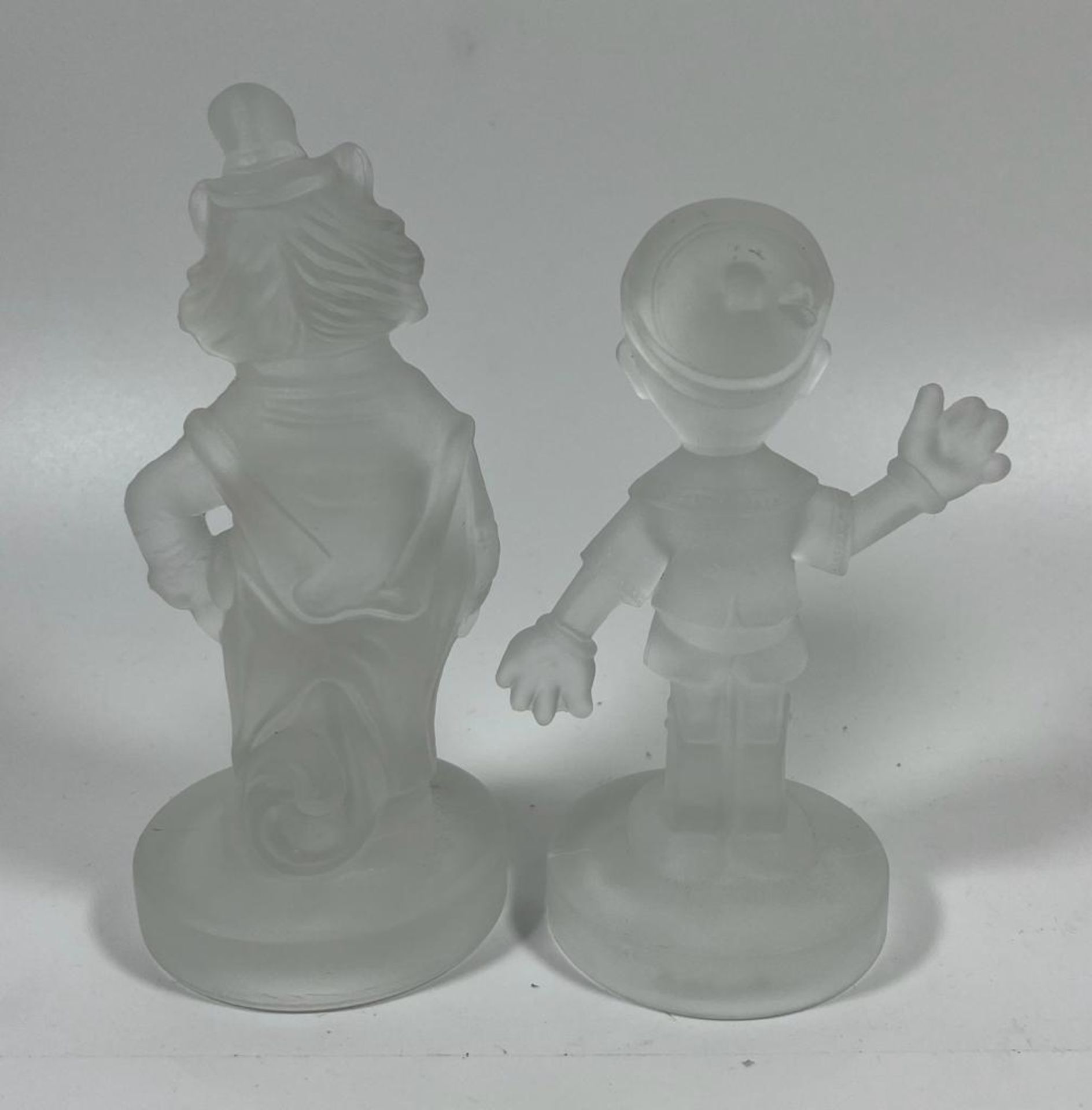 TWO VINTAGE WALT DISNEY PRODUCTIONS FROSTED GLASS FIGURES - PINOCCHIO ETC