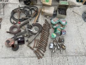 AN ASSORTMENT OF ITEMS TO INCLUDE SOLDERING PASTE, SCREWS AND STOVE PARTS ETC