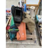 AN ASSORTMENT OF HOSUEHOLD CLEARANCE ITEMS TO INCLUDE A SLIDE AND A LEAF VAC ETC