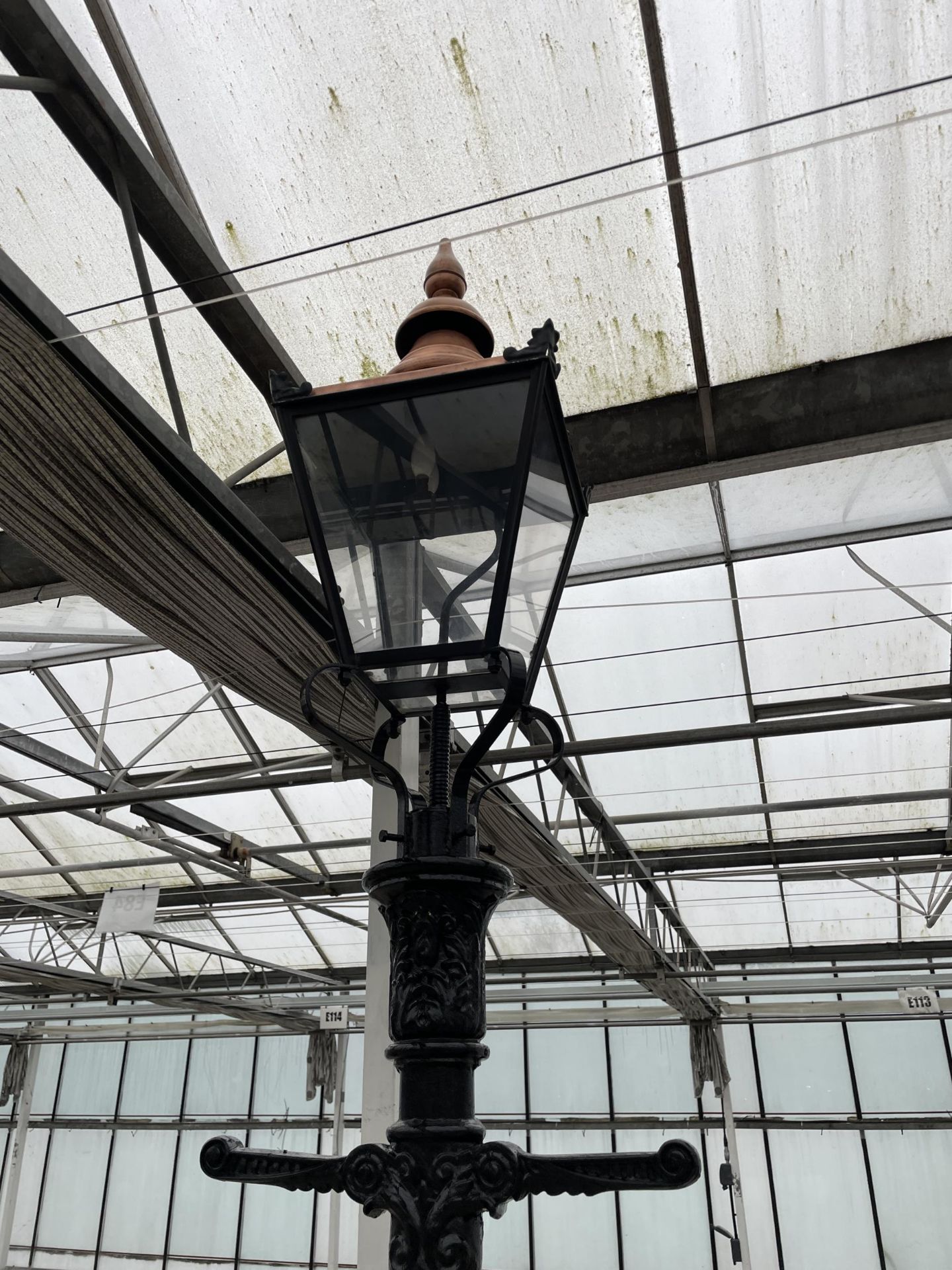 A VINTAGE DECORATIVE CAST ALLOY ELECTRIC STREET LAMP POST WITH COPPER TOP - Image 2 of 4
