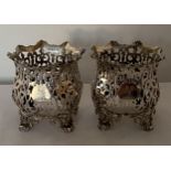 A PAIR OF VICTORIAN 1837 HALLMARKED LONDON SILVER PIERCED POTS, MAKER POSSIBLY GEORGE RICHARDS,