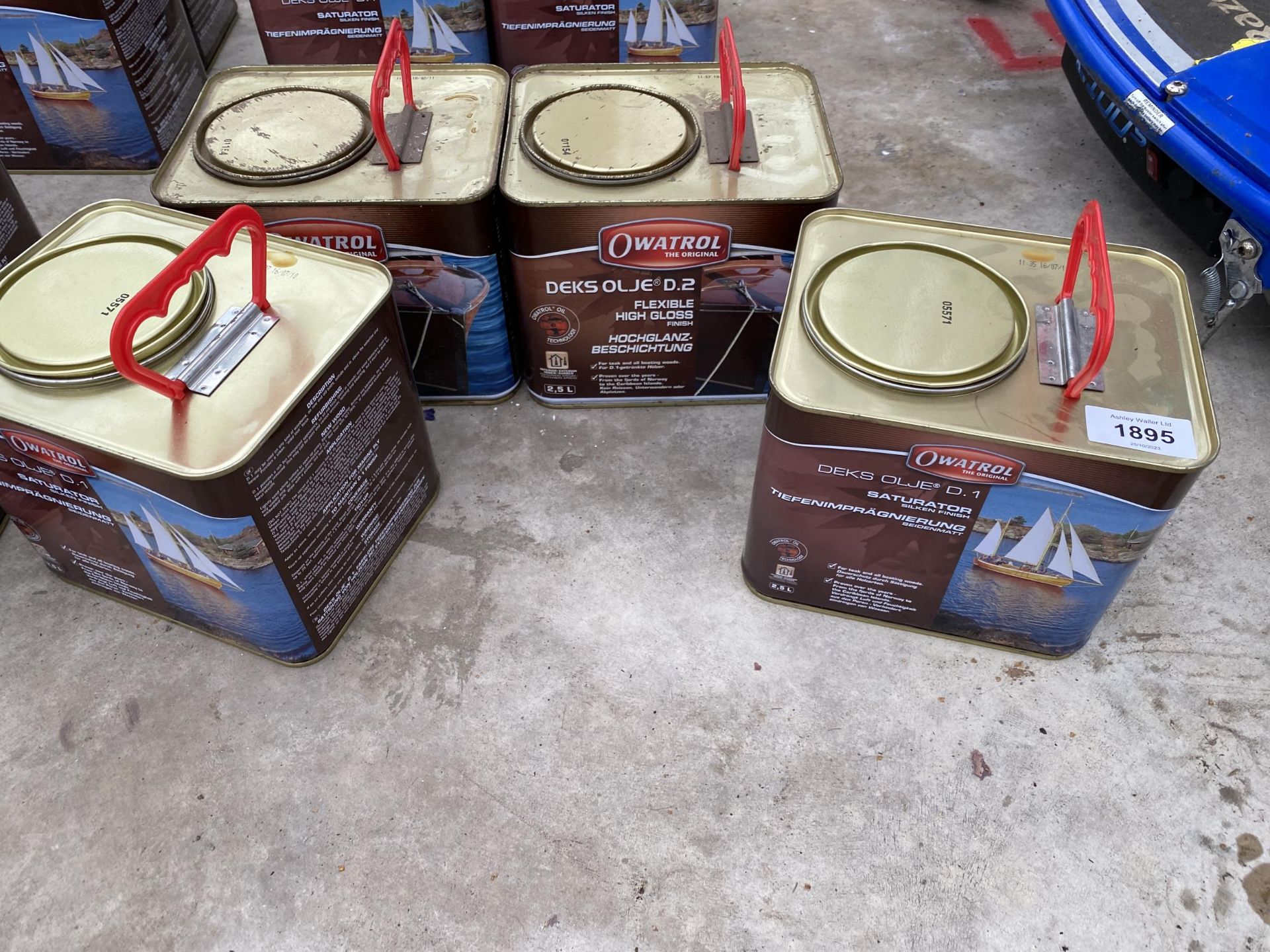 FOUR TINS OF OWATROL DECK OIL