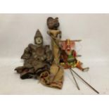 A GROUP OF VINTAGE ORIENTAL DESIGN HAND PAINTED PUPPETS