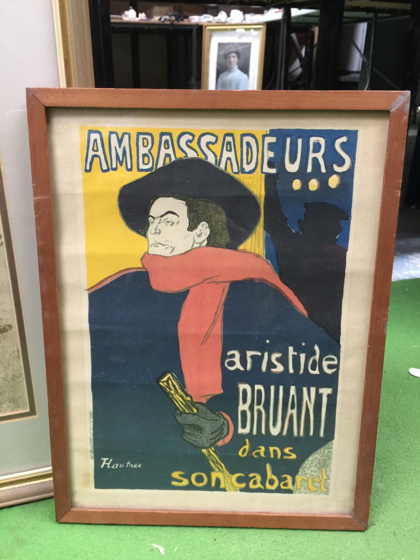 A GROUP OF FOUR FRAMED FRENCH PRINTS, CABARET POSTER ETC - Image 2 of 4