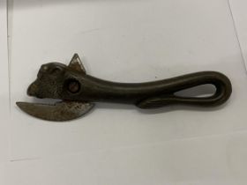 A VINTAGE STEEL OX HEAD TIN OPENER