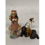 A GROUP OF FOUR ANIMAL FIGURES - ROYAL DOULTON BUNNYKINS AND JACK RUSSEL DOG, ROYAL WORCESTER
