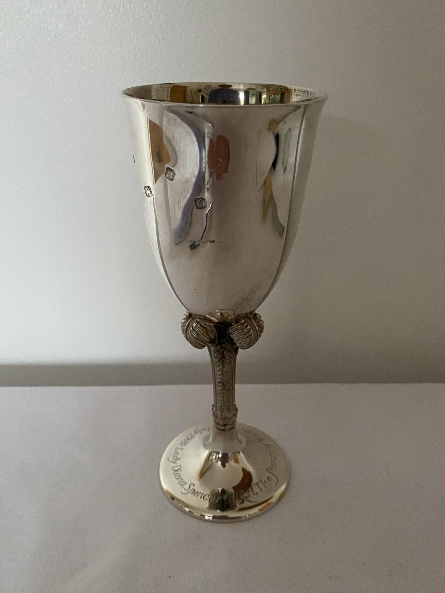 AN ELIZABETH II 1981 HALLMARKED LONDON SILVER COMMEMORATIVE LADY DIANA AND PRINCE CHARLES GOBLET - Image 5 of 24