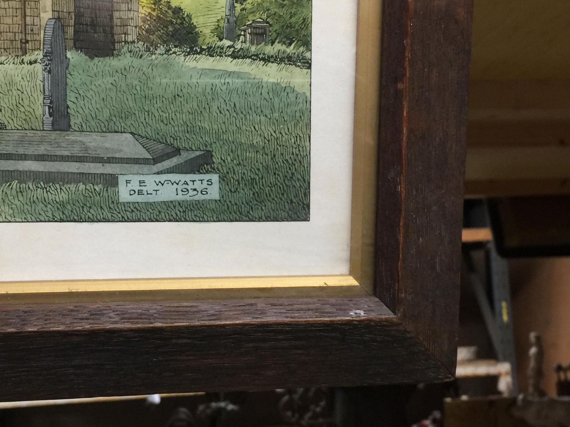 A FRAMED PRINT OF KEELE CHURCH - Bild 2 aus 2