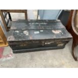 A TRAVELLING TRUNK BY THE MARSHALL IMPROVED AIR AND WATER TIGHT CHEST, 32 X 18"